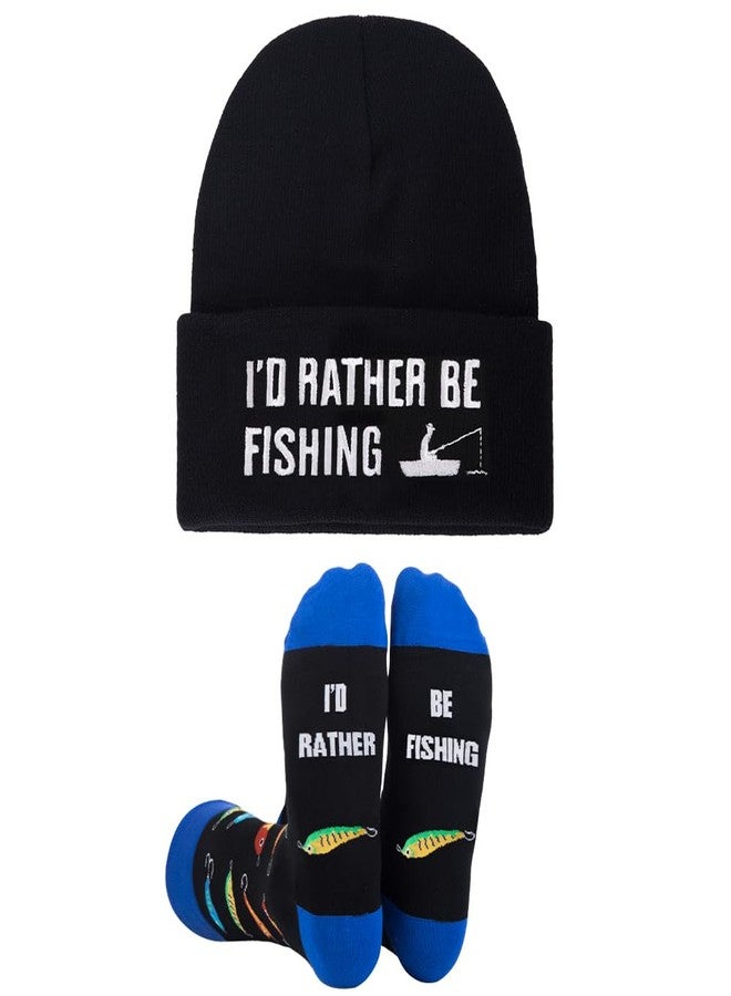 GOAUS Fishing Gifts Funny Hat Beanie and Socks, Stocking Stuffers for Men Boys Dad Son Husband Boyfriend Grandpa - Image 1
